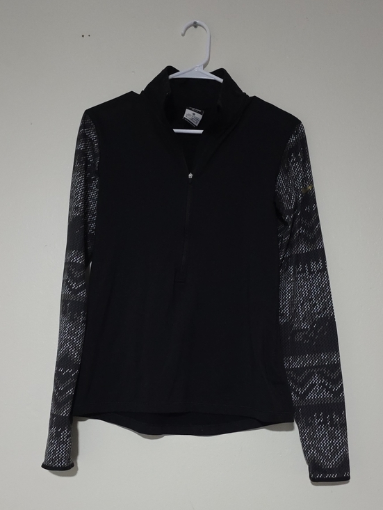 Nike Jackets & Blazers - Nike Black Quarter-Zip Pullover with Patterned Gray Sleeves